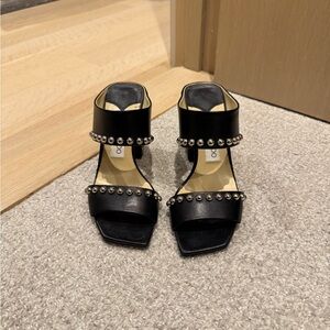 Jimmy Choo Matty 85 black leather mules